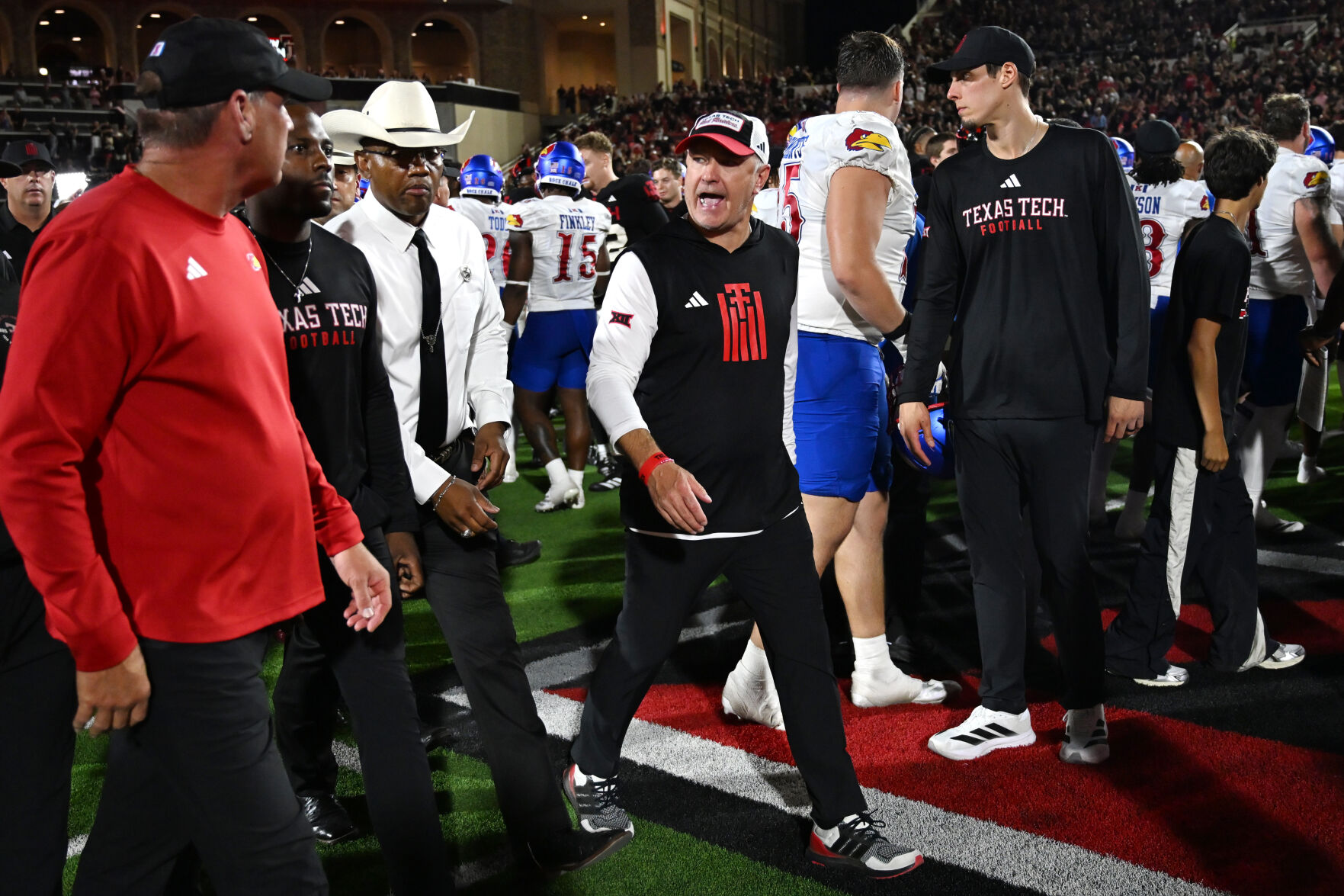 Big 12 fines Kansas $25,000 for Lance Leipold’s statement that a knife was thrown at Texas Tech game